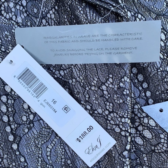 eliza J Metallic Lace Sheath Dress - Gun Metal - Picture 12 of 15